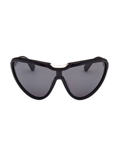 Shop Max Mara Women's Emil 115mm Shield Sunglasses In Black Smoke