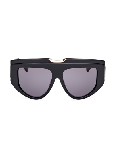 Shop Max Mara Women's Orsola 57mm Shield Sunglasses In Black Smoke