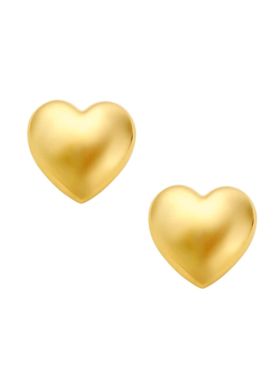Shop Saks Fifth Avenue Women's 14k Yellow Gold Puffy Heart Stud Earrings