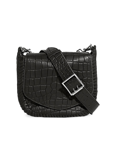Shop Aimee Kestenberg Women's All For Love Leather Saddle Crossbody Bag In Black Croco