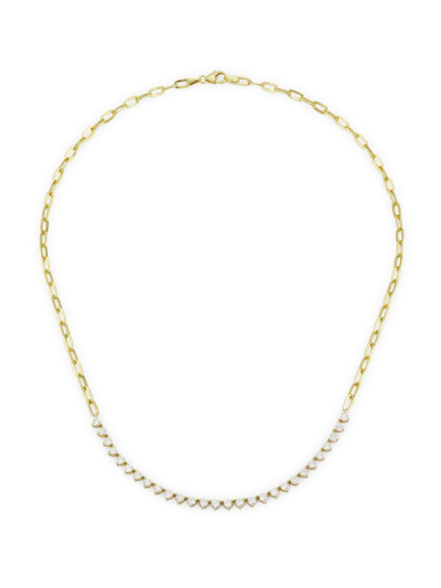 Shop Saks Fifth Avenue Women's 14k Yellow Gold & 2 Tcw Diamond Paper Clip Necklace