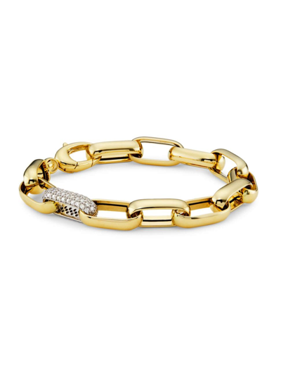 Shop Saks Fifth Avenue Women's 14k Yellow Gold & 1 Tcw Diamond Chunky Paper Clip Chain Bracelet
