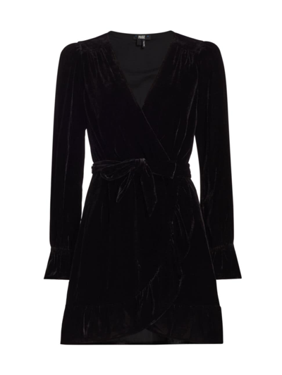 Shop Paige Women's Ysabel Velvet Wrap Minidress In Black