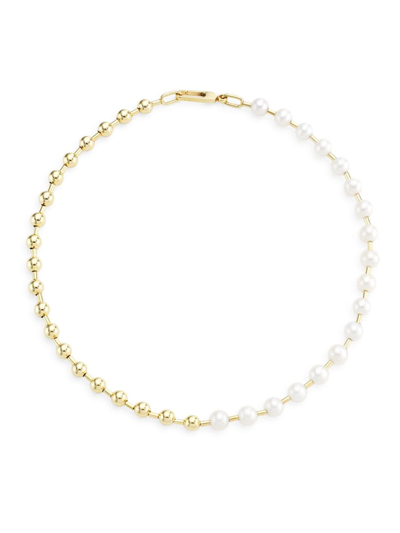 Shop Saks Fifth Avenue Women's 14k Yellow Gold & Freshwater Pearl Beaded Necklace