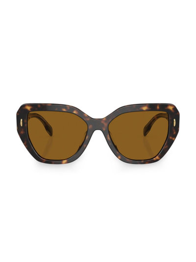 Shop Tory Burch Women's Miller 55mm Oversized Cat-eye Sunglasses In Dark Tortoise