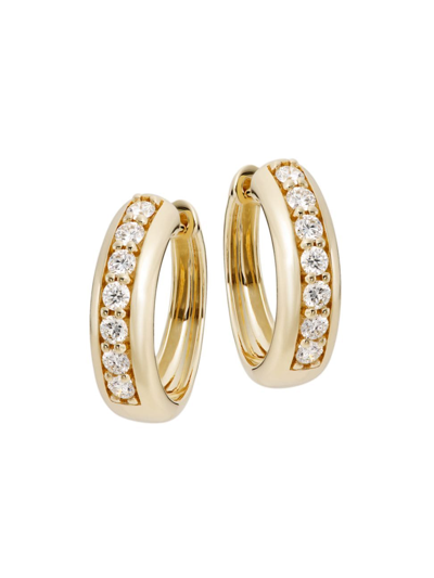 Shop Saks Fifth Avenue Women's 14k Yellow Gold & 0.48 Tcw Diamond Hoop Earrings