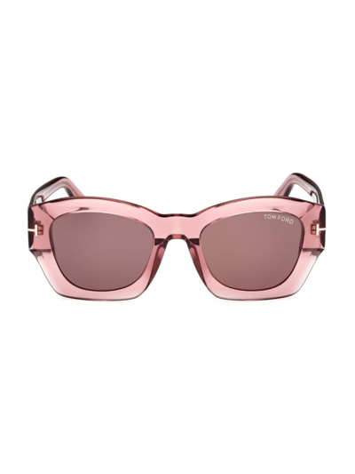 Shop Tom Ford Women's Guilliana 52mm Geometric Sunglasses In Transparent Pink Brown