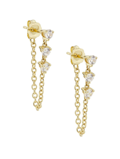 Shop Saks Fifth Avenue Women's 14k Yellow Gold & 0.4 Tcw Diamonds Chain Drop Earrings