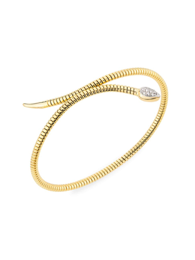 Shop Saks Fifth Avenue Women's 14k Yellow Gold & 0.5 Tcw Diamond Snake Bangle