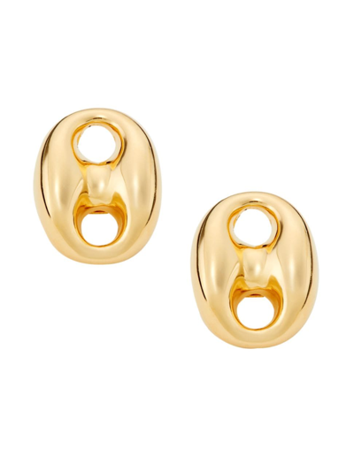 Shop Saks Fifth Avenue Women's 14k Yellow Gold Puffy Mariner-link Stud Earrings
