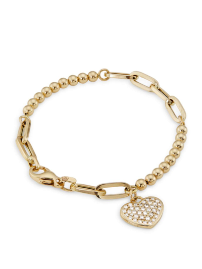 Shop Saks Fifth Avenue Women's 14k Yellow Gold & 0.5 Tcw Diamond Heart Bracelet