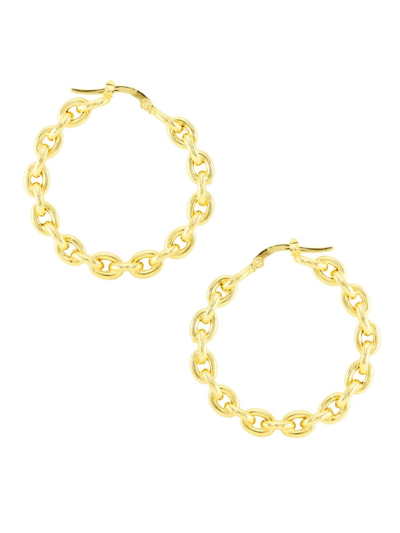 Shop Saks Fifth Avenue Women's 14k Yellow Gold Chain Hoop Earrings/4mm X 40mm