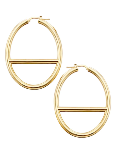 Shop Saks Fifth Avenue Women's 14k Yellow Gold Large Oval Mariner-link Hoop Earrings