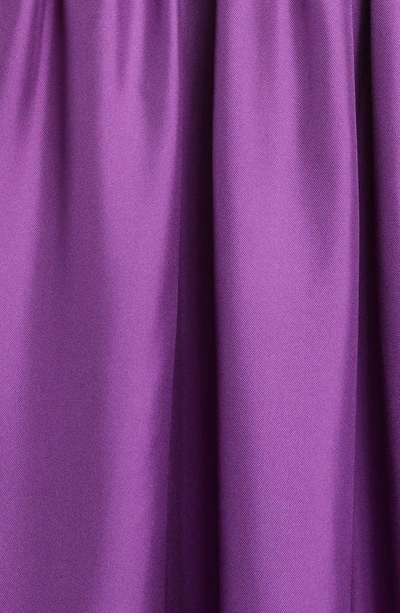 Max Mara Flounce Hem Long Sleeve Silk Shirtdress In Purple