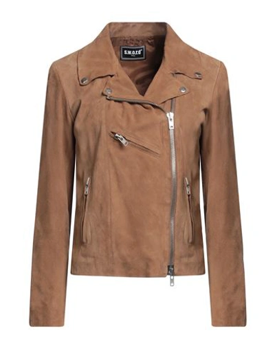 Shop Sword 6.6.44 Woman Jacket Camel Size 10 Soft Leather In Beige