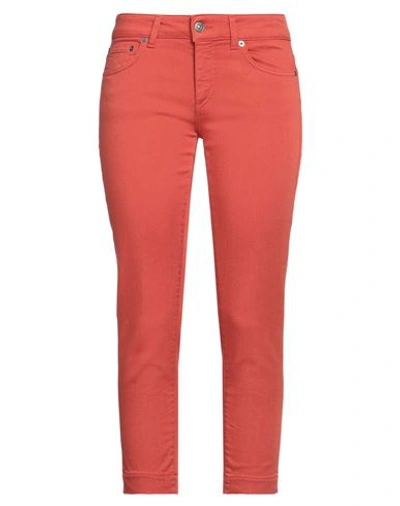 Shop Dondup Woman Pants Rust Size 29 Cotton, Elastomultiester, Elastane In Red