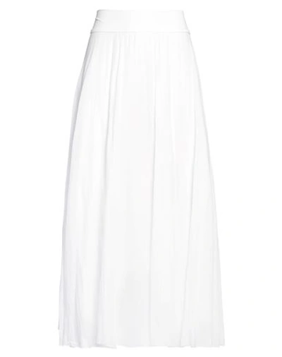 Shop European Culture Woman Maxi Skirt Ivory Size Xxs Cotton, Elastane In White