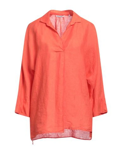 Shop Caliban Woman Top Orange Size 10 Linen