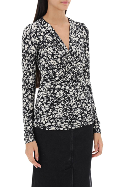 Shop Marant Etoile Lyss Long Sleeve Jersey Top In Black,white