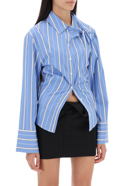 Shop Jacquemus 'la Chemise Ruban' Cotton Shirt In Blue