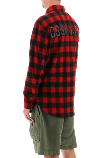 Shop Dsquared2 Shirt With Check Motif And Back Logo In Black,red