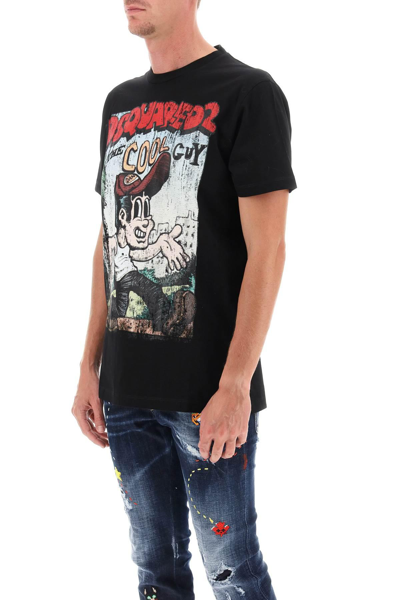 Shop Dsquared2 T-shirt With Graphic Print In Black