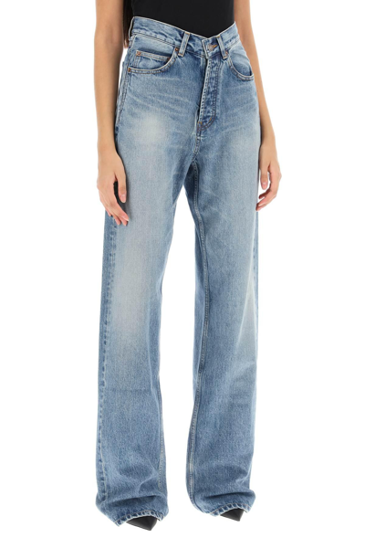 Shop Saint Laurent Wide Leg Jeans In Light Blue