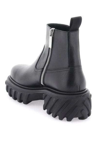 Off-white Man Ankle Boots Black Size 7 Leather In Black