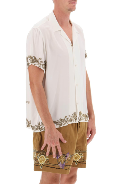 Shop Bode Silk Shirt With Floral Beadworks In White
