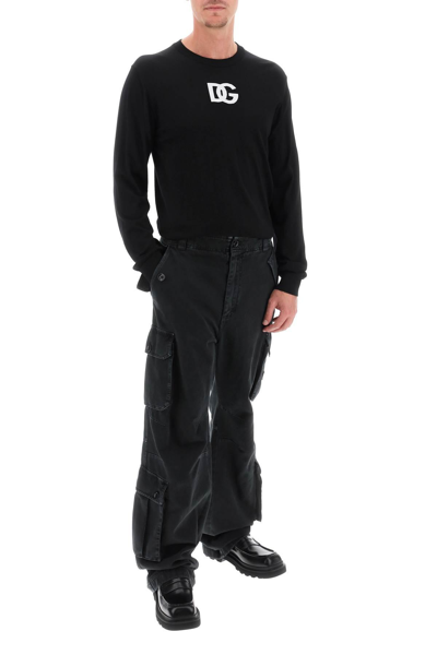 Shop Dolce & Gabbana Wide-leg Cargo Pants In Black