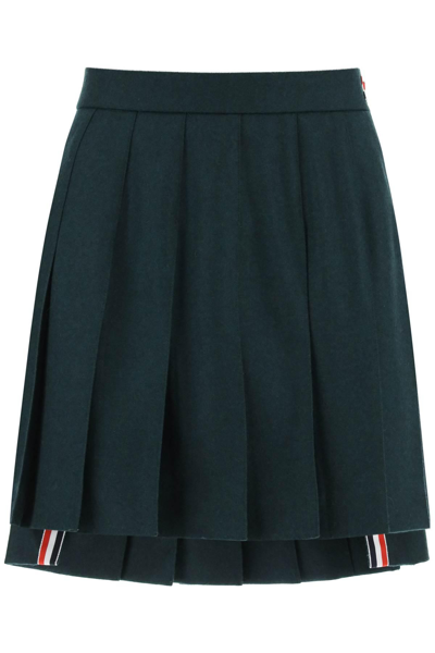 Shop Thom Browne Flannel Mini Pleated Skirt In Green