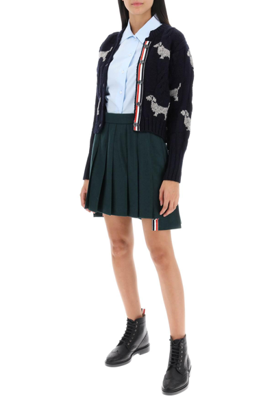 Shop Thom Browne Flannel Mini Pleated Skirt In Green