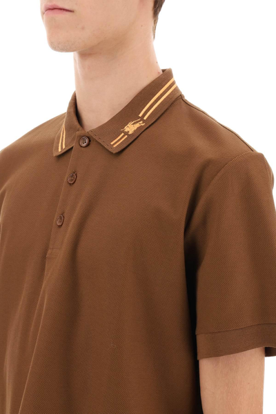 Burberry monogram-motif Piqué Cotton Polo Shirt Black