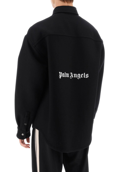 Shop Palm Angels Heavy Wool Overshirt In Black