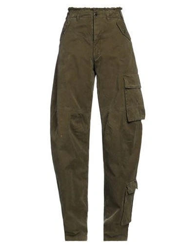 Shop Darkpark Woman Pants Military Green Size 38 Cotton