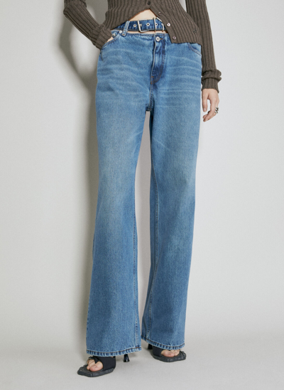 Shop Y/project Evergreen Y-belt Jeans In Blue