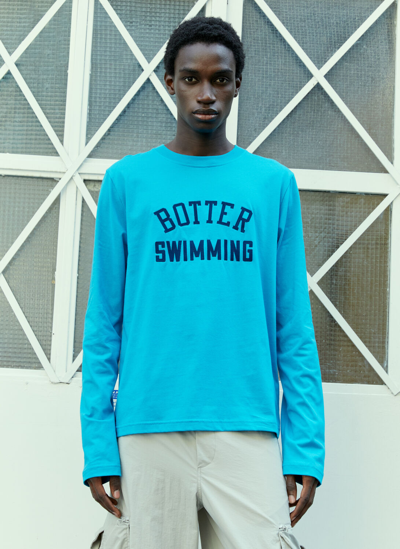 Shop Botter Logo Embroidery Long Sleeve T-shirt In Blue