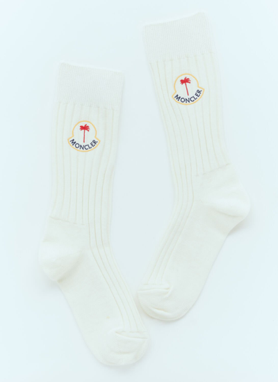 Shop Moncler Genius Logo Patch Socks In White