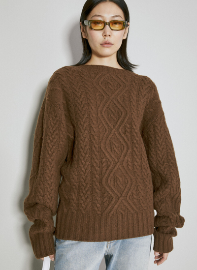 Shop Martine Rose Wool Cable Knit Sweater In Brown