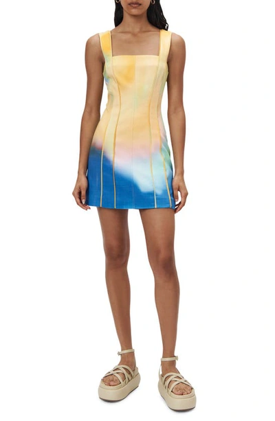 Simkhai Lucille Tie Dye Stretch Sateen Sheath Dress In Meadow