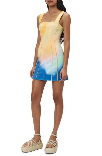 Simkhai Lucille Tie Dye Stretch Sateen Sheath Dress In Meadow