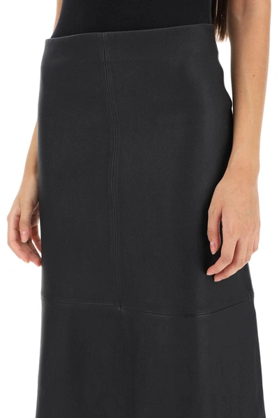 Shop By Malene Birger Simoas Leather Midi Skirt In Black