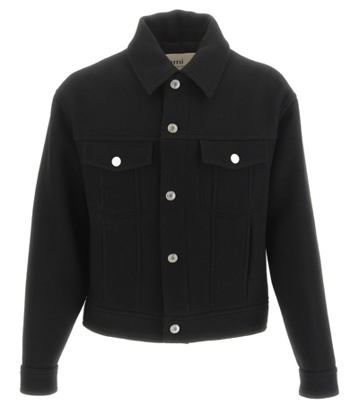 Shop Ami Alexandre Mattiussi Ami Paris Buttoned Boxy Jacket In Black