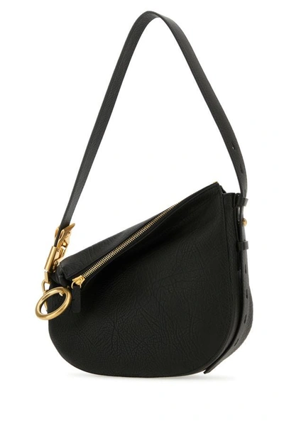 Shop Burberry Woman Black Leather Knight Small Shoulder Bag