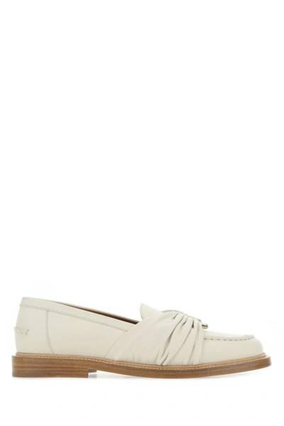 Shop Chloé Chloe Woman Ivory Leather Loafers In White