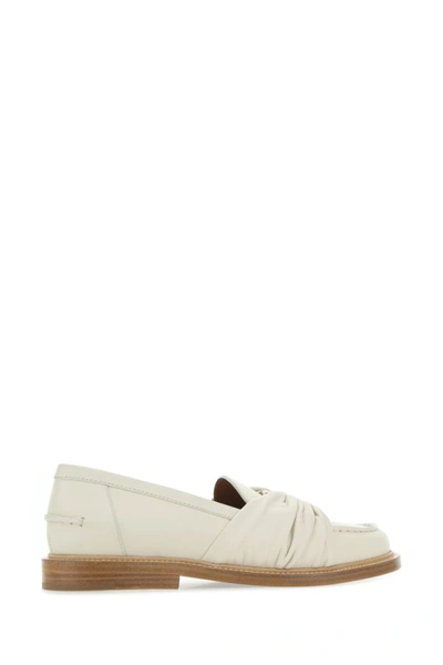 Shop Chloé Chloe Woman Ivory Leather Loafers In White