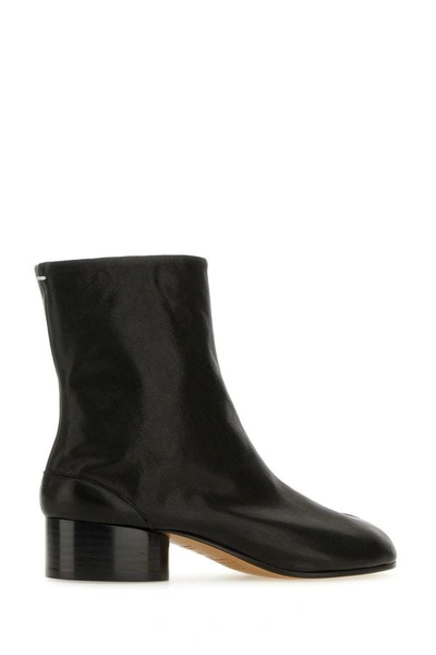 Shop Maison Margiela Woman Black Nappa Leather Tabi Ankle Boots