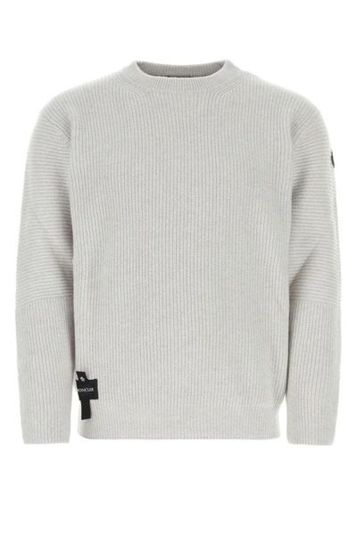 Shop Moncler Man Light Grey Wool Sweater In Gray