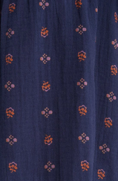 Caslon Square Neck Cotton Blouse In Navy Peacoat- Rust Ditsy Geo