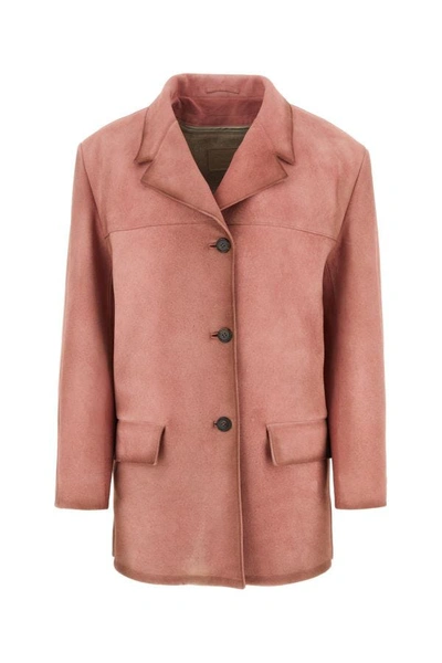 Shop Prada Woman Pink Suede Blazer